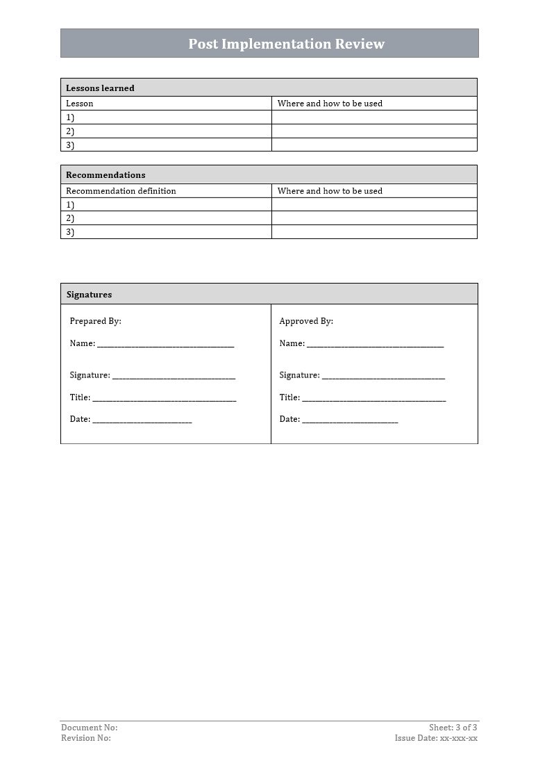 Post Implementation Review Word Template